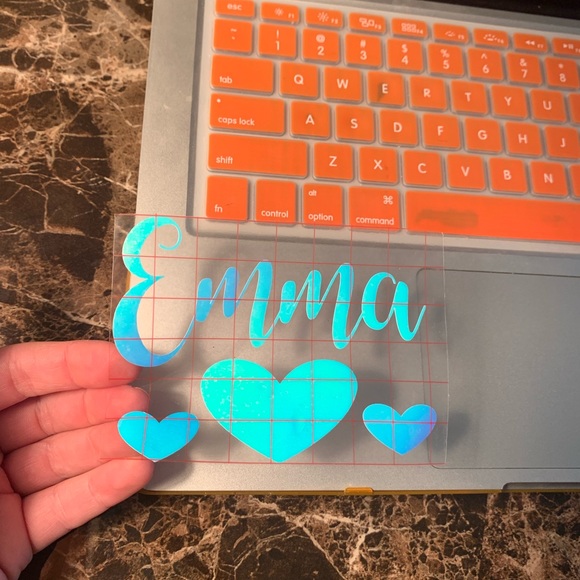 Hologram Name w/ Hearts decal yeti / MacBook pad! - Picture 4 of 8